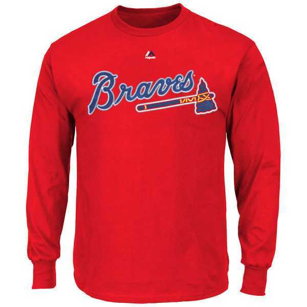 Atlanta Braves Majestic New Wordmark Long Sleeve WEM T-Shirt - Red,We sell and wholesale Atlanta Braves Majestic New Wordmark Long Sleeve WEM T-Shirt - Red on line form chian!